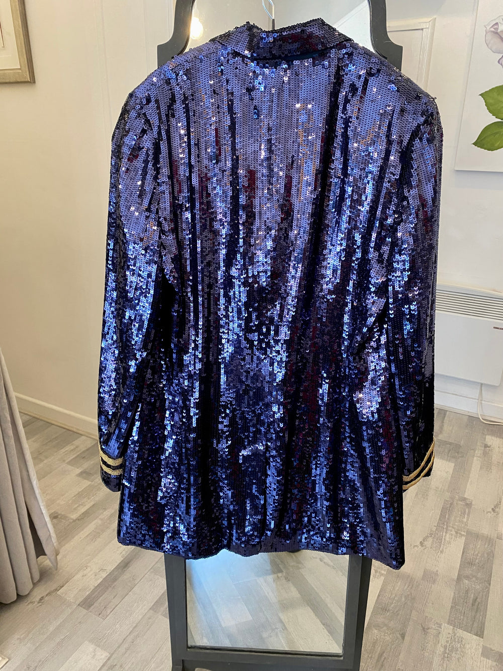 Pre Loved Ralph Lauren Sequin Navy Blue Blazer US 8, UK12 (new)