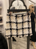 Pre Loved Versace Black, White & Ecru Tweed Skirt Suit Fits UK 8/10