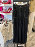 Hermes Vintage Black Trousers with Contrast Stitching FR36 UK 8