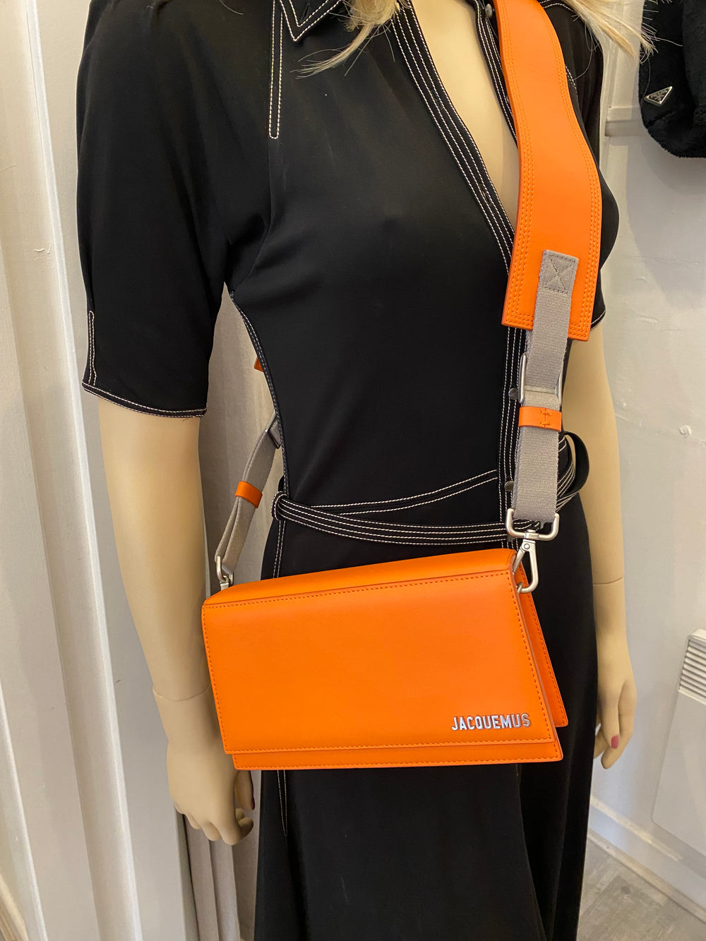 Pre Loved Jacquemus Le Bambino Homme Flap Bag in Orange (as new)