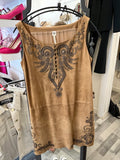 Hermes Rare Vintage Suede Dress with Hand Beaded Ethnic Embellishment FR38 UK 10
