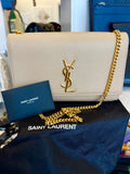 Pre Loved Saint Laurent Medium Kate Crossbody Bag in Beige with Gold Tone Hardware (excellent)