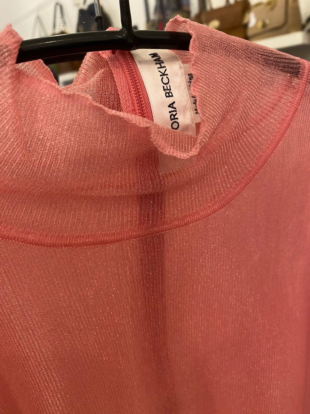 Pre Loved Victoria Beckham Pink Sheer Top size L (excellent)