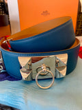 Hermes Collier de Chien Belt in Teal Epsom Leather 85cm /UK 10