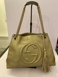 Pre Loved Gucci Soho Chain Shoulder Bag in Metallic Champagne Leather (excellent)