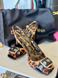 Pre Loved Dolce & Gabbana Vintage leopard print peep toe sandals UK 5