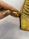 Pre Loved Miu Miu Matelasse Gold Wristlet Clutch Bag