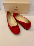 Pre Loved Prada Red Patent Ballet Flats uk7