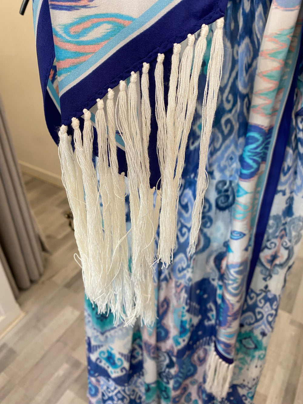Pre Loved Zimmerman Glassy Ruffle Sleeveless Cotton & Silk Blue Dress Size 2 UK 12