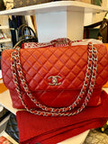 Chanel The Business Flap in Red Calfskin with Silver Hardware