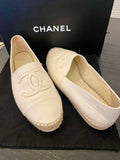 Pre Loved Chanel Cream Leather Espadrilles UK5