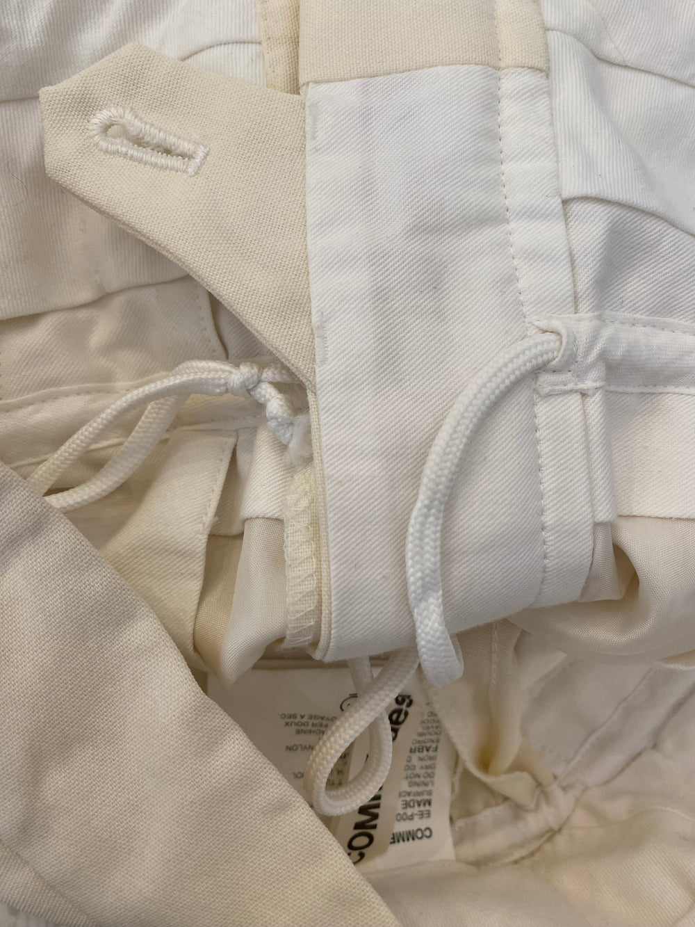 Pre Loved Comme des Garcons Cream High-Draw string Waist Trousers ukS