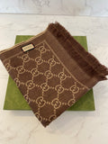 Pre Loved Gucci Brown/Beige Wool Scarf (excellent)