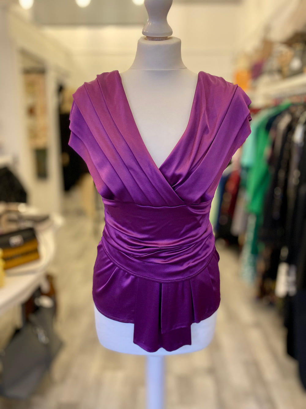 Pre Loved Christian Dior Purple Gathered Top uk10