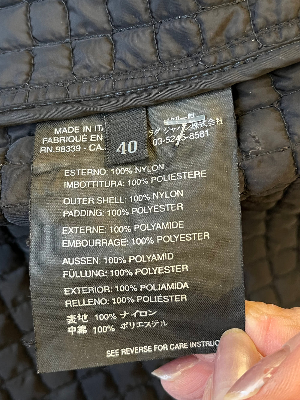 Pre Loved Prada Quilted Belted Coat UK 8