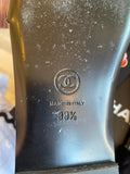 Pre Loved Chanel Black Quilted Goatskin Slide Mule with Chain CC Logo - UK 6.5 (fit uk5.5)