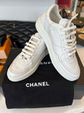 Chanel White CC Logo Leather Trainers UK 6.5