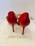 Pre Loved Jimmy Choo Red Patent Mary Jane Heels uk3