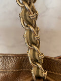 Pre Loved Gucci Vintage Princy Tote in Old Gold Leather with Gold Chain Shoulder Straps