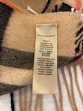 Pre Loved Burberry Cashmere Giant Beige Check Scarf (excellent)