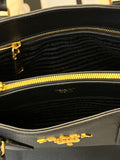 Prada Monochrome Bag in Black Pebbled Leather