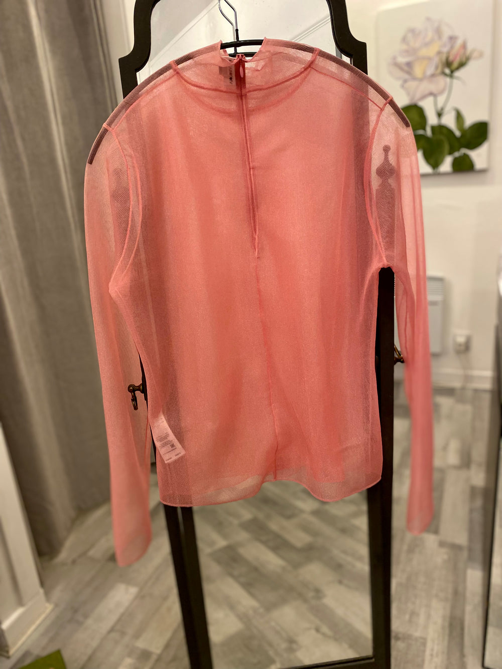 Pre Loved Victoria Beckham Pink Sheer Top size L (excellent)