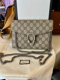 Pre Loved Gucci Dionysus chain wallet in GG canvas silver tone hardware - Excellent