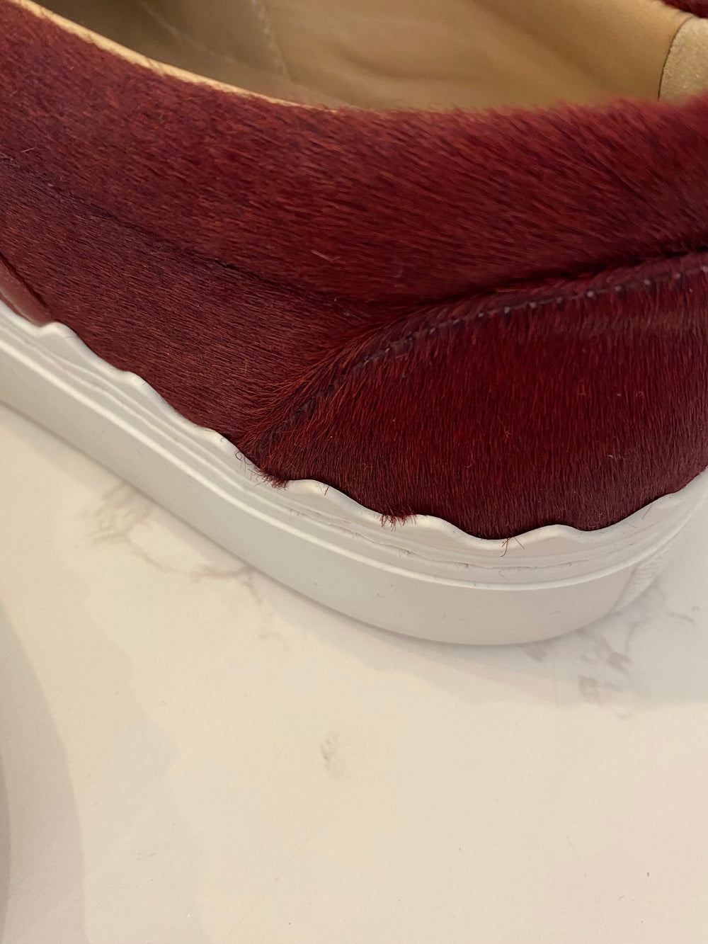 Pre Loved Chloe Pony Style Burgundy Trainers uk3 (new)
