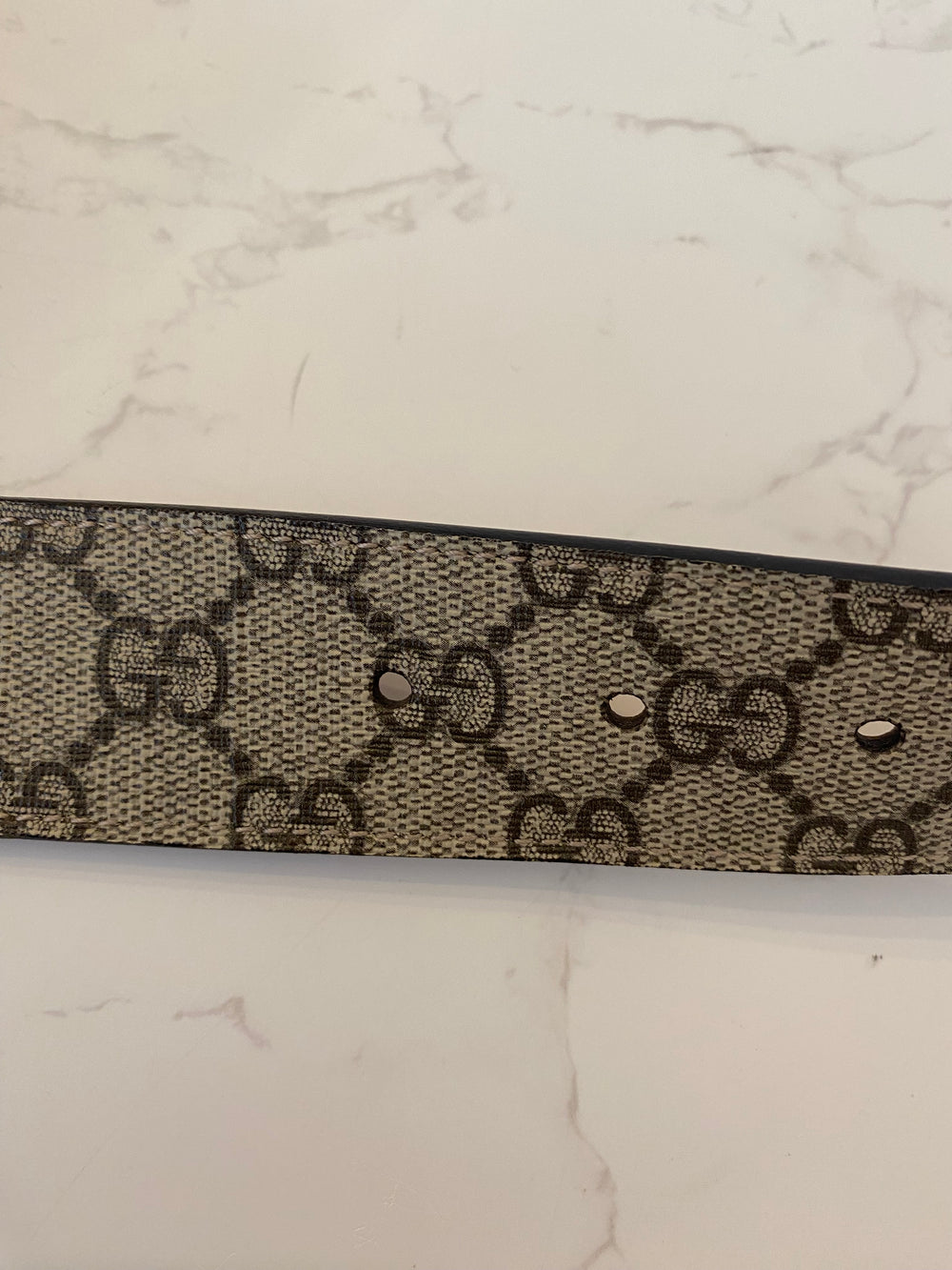 Pre Loved Gucci GG Leather Belt with Pale Gold GG Buckle Size 90cm