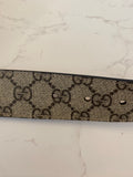 Pre Loved Gucci GG Leather Belt with Pale Gold GG Buckle Size 90cm