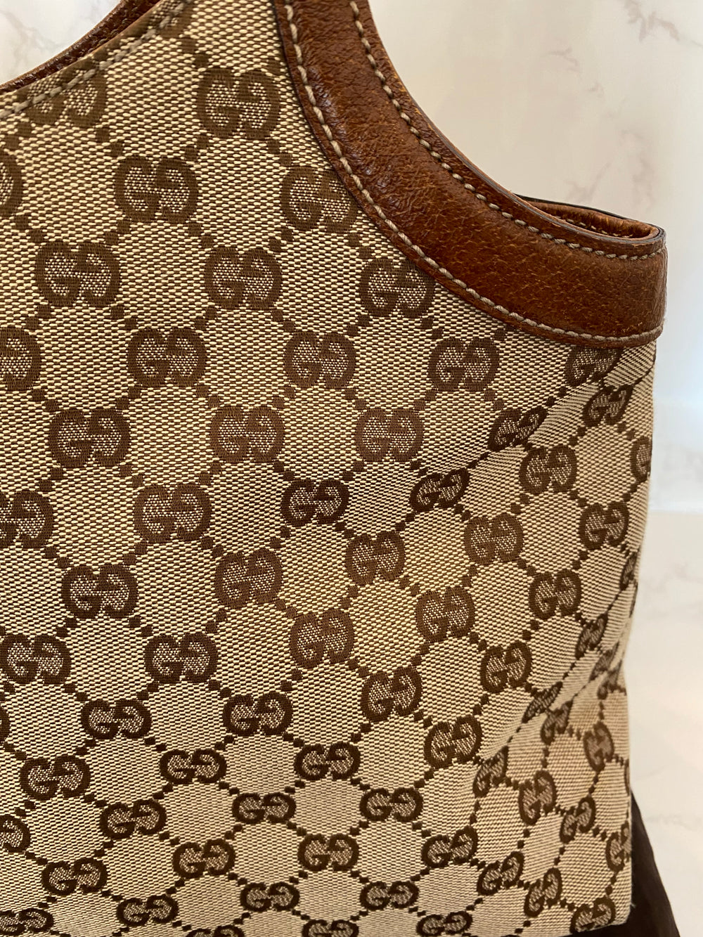 Pre Loved Vintage Gucci Bamboo GG Shopper