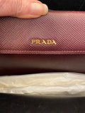 Pre Loved Prada Saffiano Cuir Tote in Burgundy Saffiano Leather