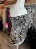 Pre Loved Nadine Merabi Paige Silver Sequin Corset Top UK8 (excellent)