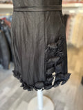 Anne Fontaine Black Linen Dress with Ruffle FR 42 U.K. 14