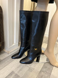 Pre Loved Celine Claude Long Black Leather Triomphe Boots UK 7 (new)