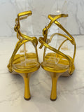 Pre Loved Bottega Veneta Gold Strappy Heeled Sandals UK4 (as new)