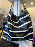 Chanel 22 in Black & White Striped Calfskin (new)