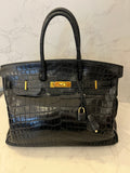 Pre Loved Hermes Birkin 35 in Black Certified Exotic Leather