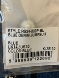 Pre Loved Self Portrait Denim & Crystals 2 Piece Jumpsuit UK14 New
