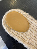 Gucci Raffia Espadrille Sandals with Crystal GG Logo  UK6