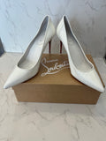 Pre Loved Christian Louboutin Sporty Kate 85 White Patent Heels UK 7