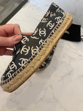 Pre Loved Chanel Leather Logo CC Espadrilles UK3