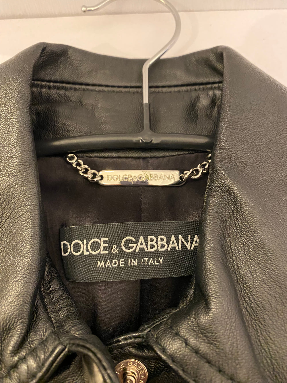 Pre Loved Dolce & Gabbana Black Leather Jacket UK 8