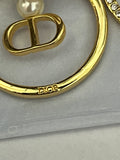 Pre Loved Dior Gold Plated Tribales Earrings feature CD letter charms, white pearl drop (excellent)