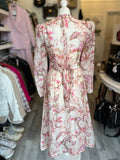 Pre Loved Zimmerman Pink Floral Dress & Jewelled Belt Size 0 U.K. 8 (New+Tag)