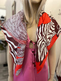 Pre Loved Hermes Zebra Pegasus Limited Silk Scarf in Orange & Dark Brown 90cm (New)
