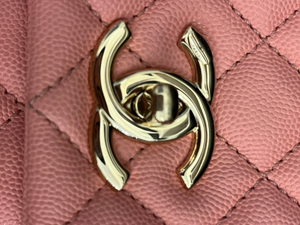 Pre Loved Chanel Coco Top Handle Bag in Pink Caviar Leather (excellent)