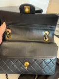 Pre Loved Chanel Vintage Classic Lambskin Double Flap Bag 22ct Gold Plated Hardware