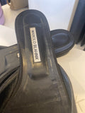 Pre Loved Manolo Blahnik Black Satin Mules UK 6