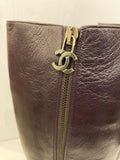 Pre Loved Chanel Flat Purple Boots Size Uk7 (fit uk6.5)